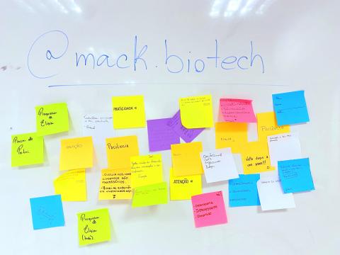 Board with post-its left by students.