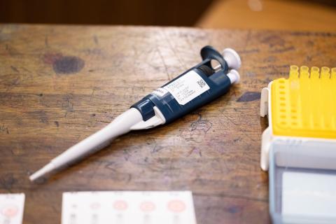 Photo of micropipette on a desk