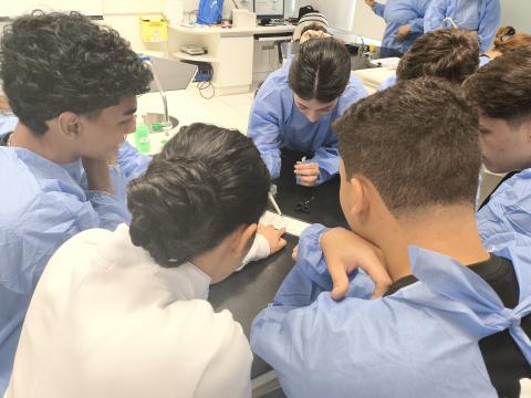 Estudantes avaliando diferentes microvolumes